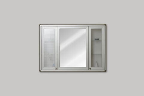 Bathroom cabinet with mirror, three doors.