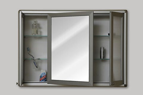 Bathroom cabinet with mirror, three doors.