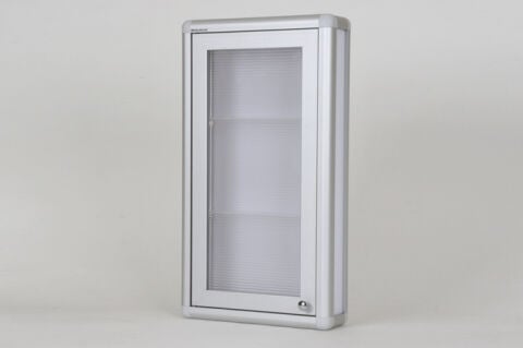 Banyo dolabı şeffaf kapı metal kulplu