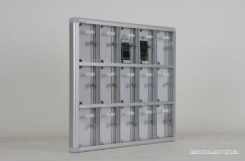 Mobile Phone Locker with 15 Compartments and Transparent Plexiglass Doors