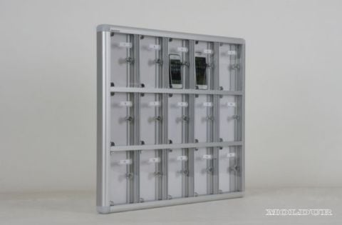 Mobile Phone Locker with 15 Compartments and Transparent Plexiglass Doors