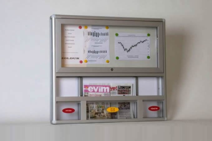 Gazetelikli Duyuru Panolu Ortak Posta Kutusu Set